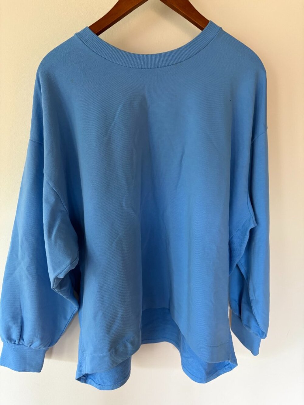 Z by Zella Light Blue Oversized Stretchy French Terry Sweatshirt, Womens Large